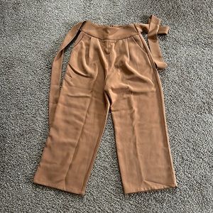 Tan wide leg with belt